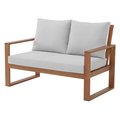 Alaterre Furniture Grafton Eucalyptus 2-Seat Outdoor Bench with Gray Cushions ANGT02EBO